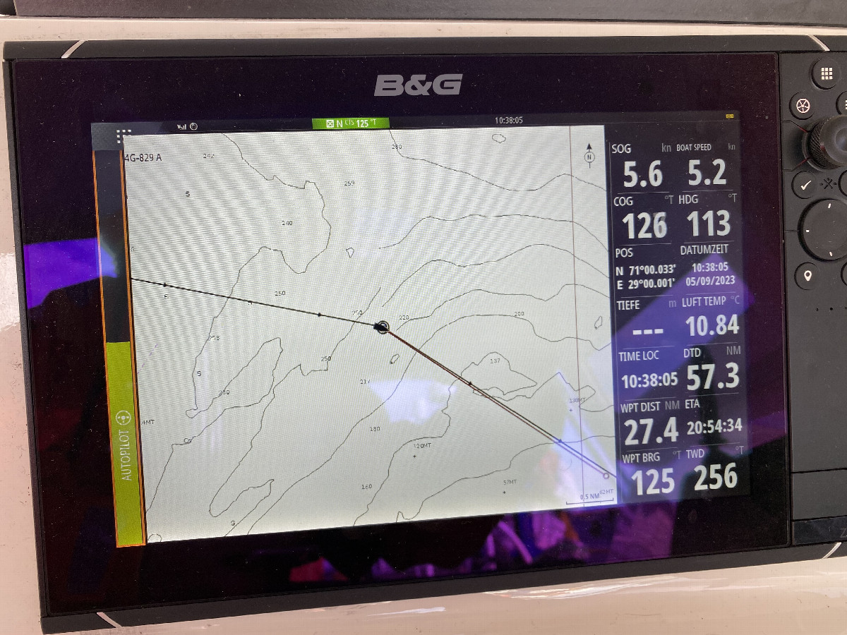 position as shown by onboard navigation system
