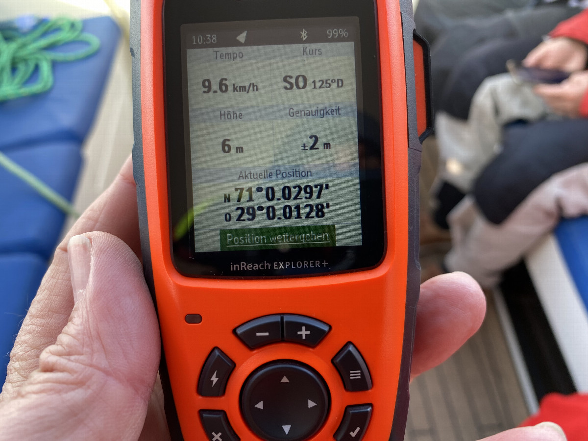 position as shown by handheld Garmin inReach device