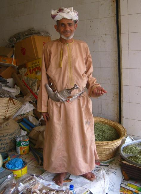 Garlic and herbs seller with Khanjar
