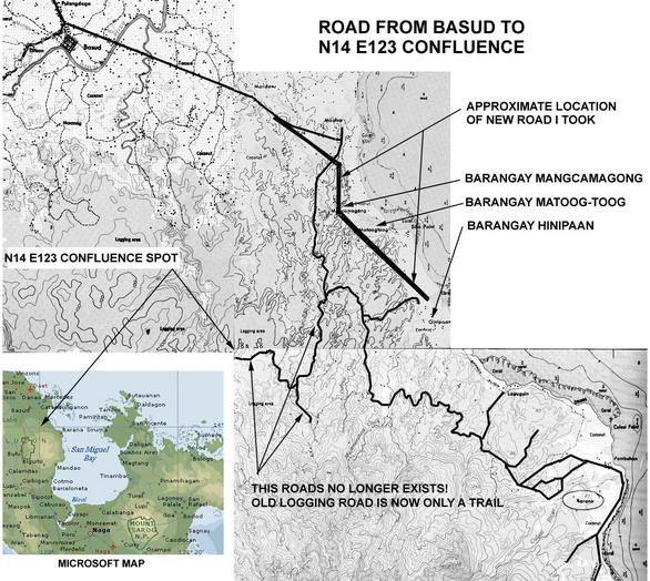 Topo Map from Basud to Hinipaan. See roads that no longer exist