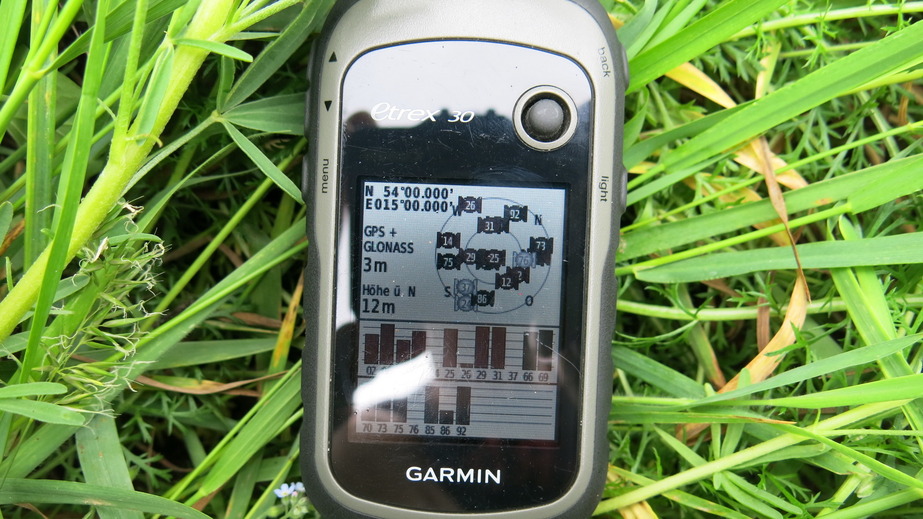 GPS reading at 54N 15E