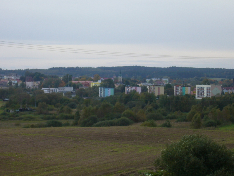 View from the route on the city Miastko - Widok z drogi na miasto Miastko