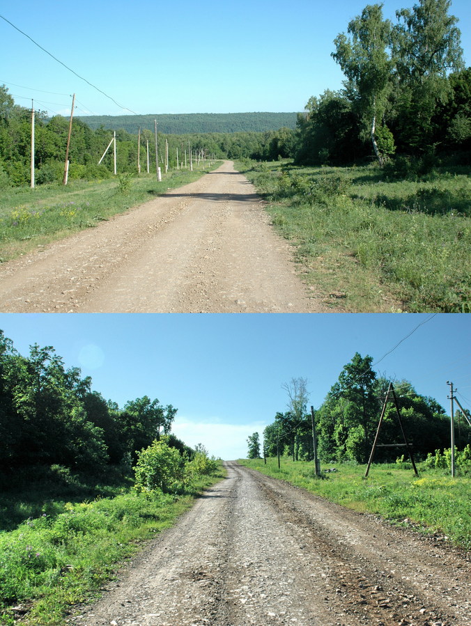 The road to Maksyutovo, 60 m from CP/Дорога на Максютово в 60 метрах от точки