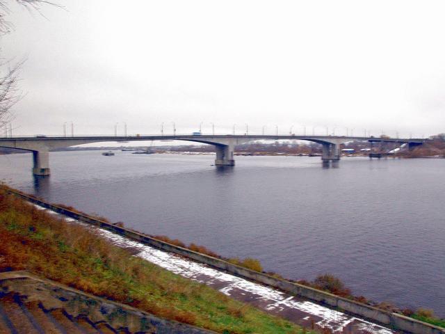 The bridge across Volga-river in Kimry sity