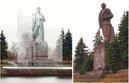 #4: Lenin and Stalin monuments were erected on each side of sluice number one. Here we “restore” the Stalin monuments with an old picture