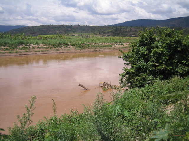 General view - the Confluence is close to the submerged stick