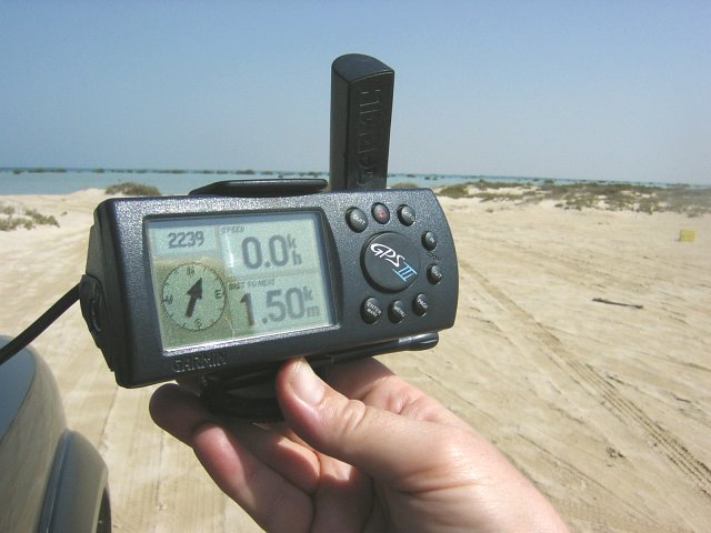 The GPS showing 1.5 km into the lagoon