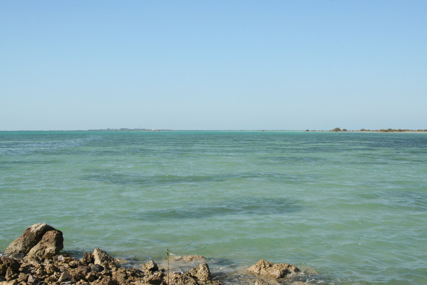 Looking north-west towards the point, approximately 700 metres distant in the lagoon