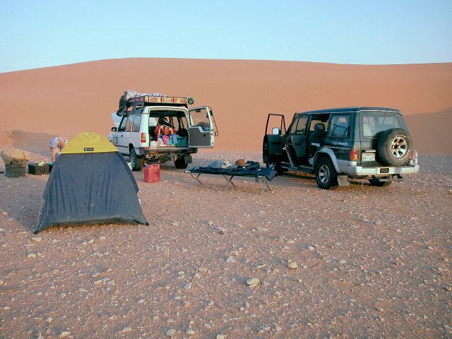 Our campsite in the red Dahnā' dunes.