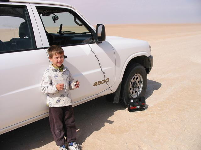 Inflating the tyres after leaving the sand pit.