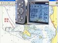 #5: Snap from video of Garmin GPSmap 276C at Confluence: 24°59.991'N 37°00.001'E; Background shows a detailed portion of a Red Sea nautical chart and overlain ship's tracks from OziExplorer.