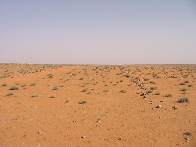 Darb Zubaydah, demarcated by a line of rocks.