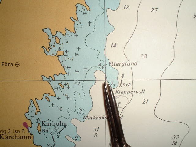 Navigational chart showing the bouy