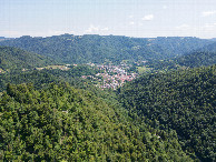 #9: View East (towards the town of Idrija), from 120m above the point