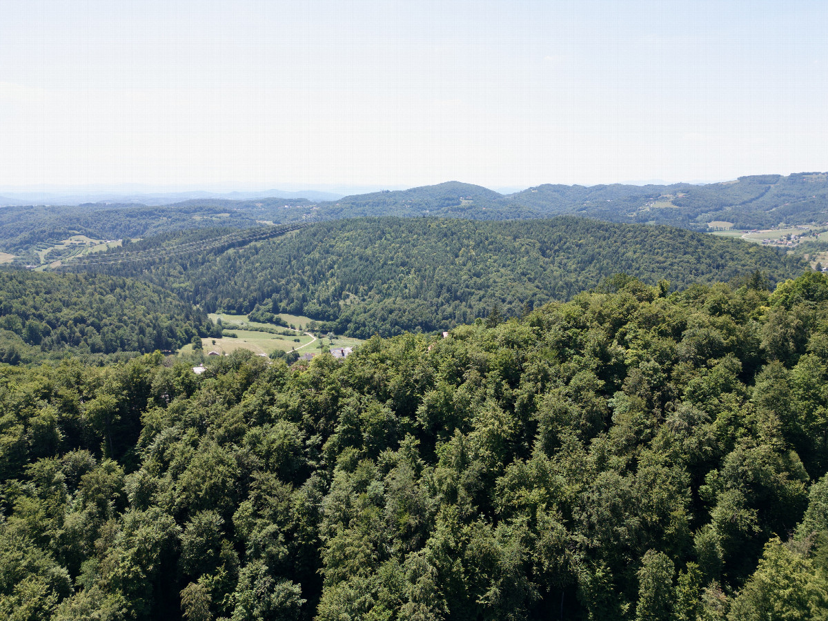 View West, from 120m above the point