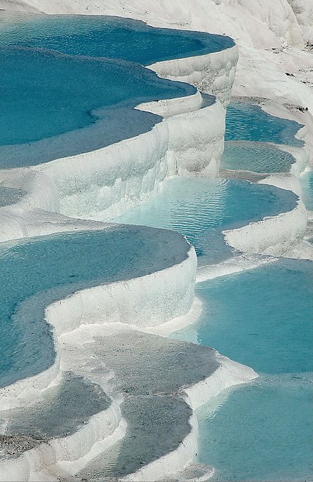 Famous Pamukkale sinter terraces not far from the intersection point