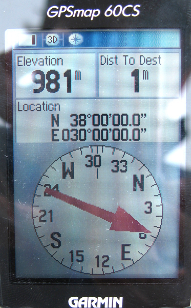 GPS confirmation 38N 30E