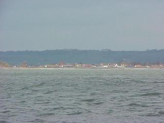 #1: View to the north at the south coast of England from the confluence point in the English Channel.