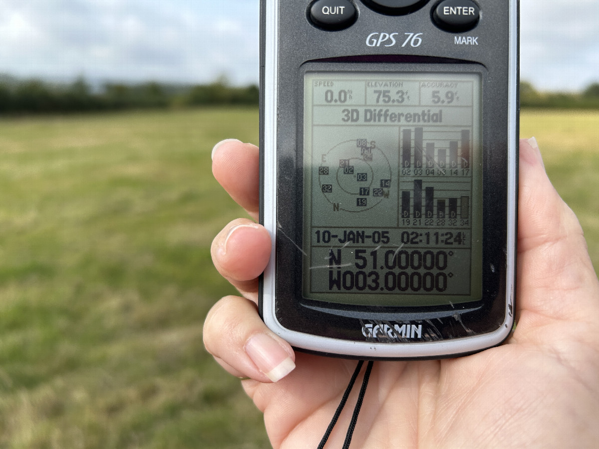 GPS reading at confluence point. 