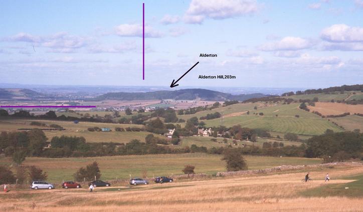 A distant view of the confluence from Cleeve Hill.