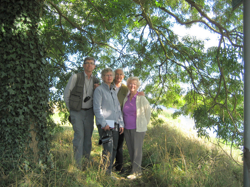 The confluence team - Alan, Carolyn, Gerald and Joyce Fox pictured under a tree beside Cowbridge Drain near Sibsey Road.