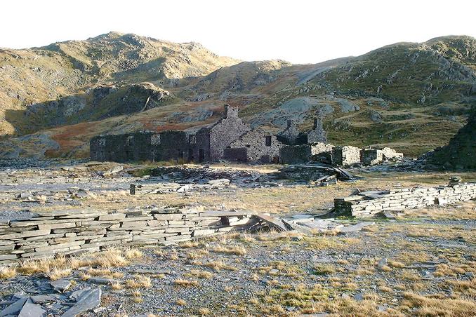 Abandoned slate mining village