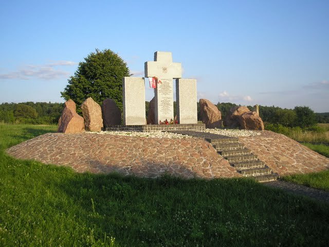 Memorial on the place of burnt out village during II World War