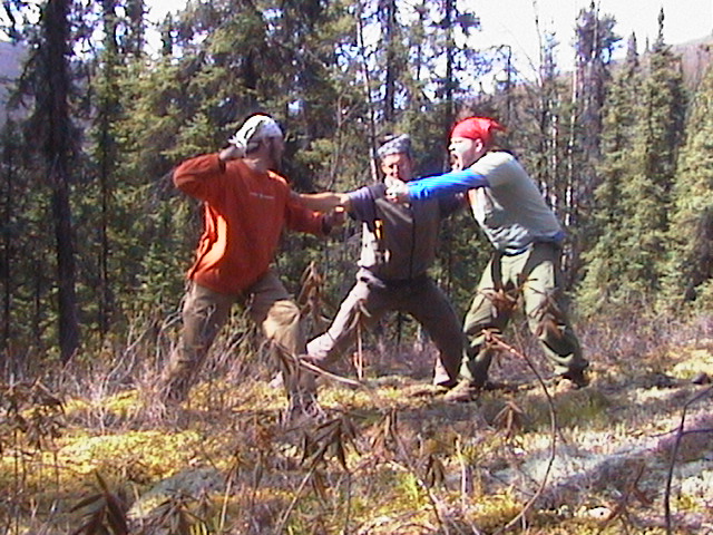 Justin and Kristian fight over who gets to claim the confluence point while Peter tries to break it up.