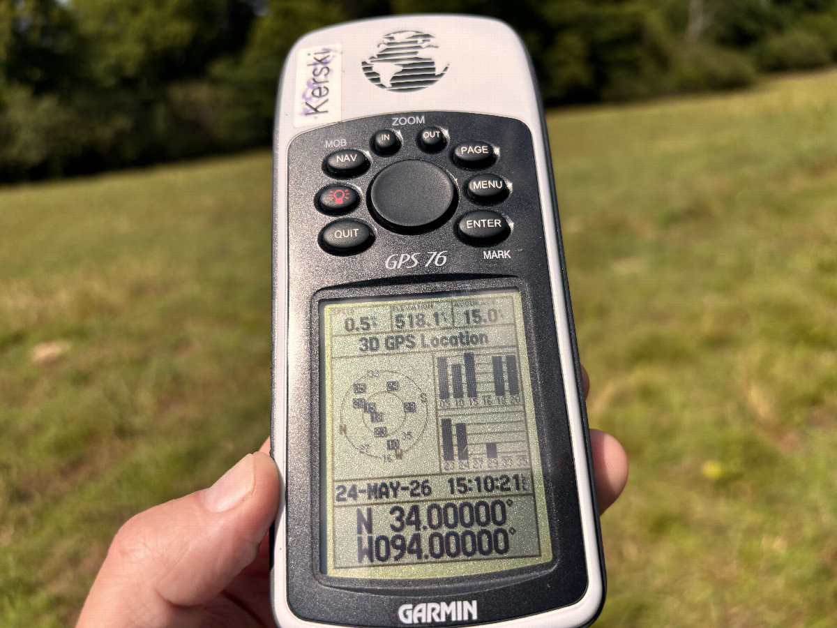 GPS reading at the confluence point.