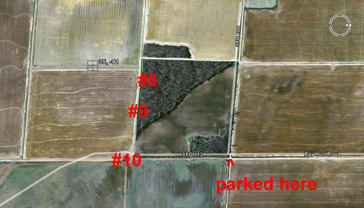 Using Google Earth to show my parking spot and the location of three other photos.