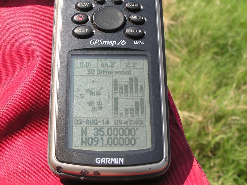 GPS reading at the confluence point.