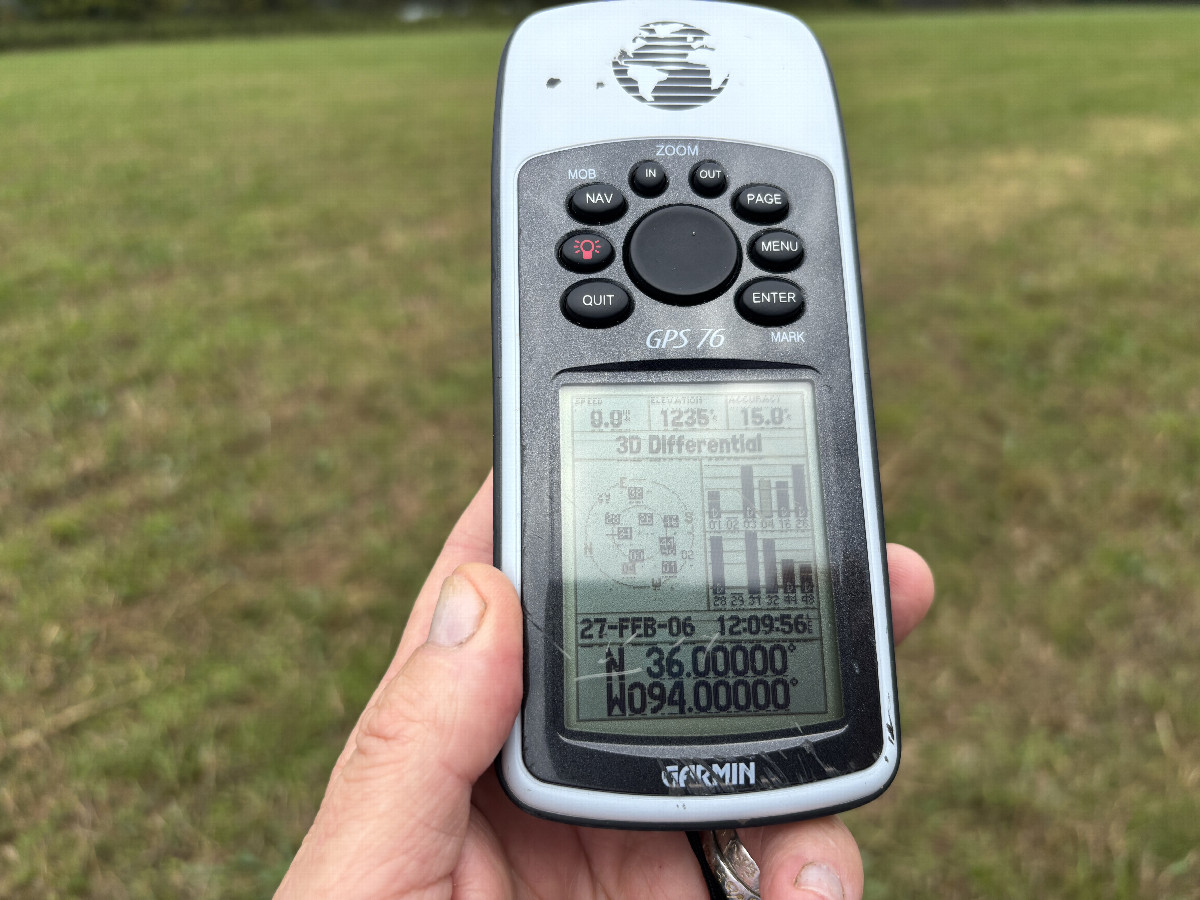 GPS reading at the confluence point. 