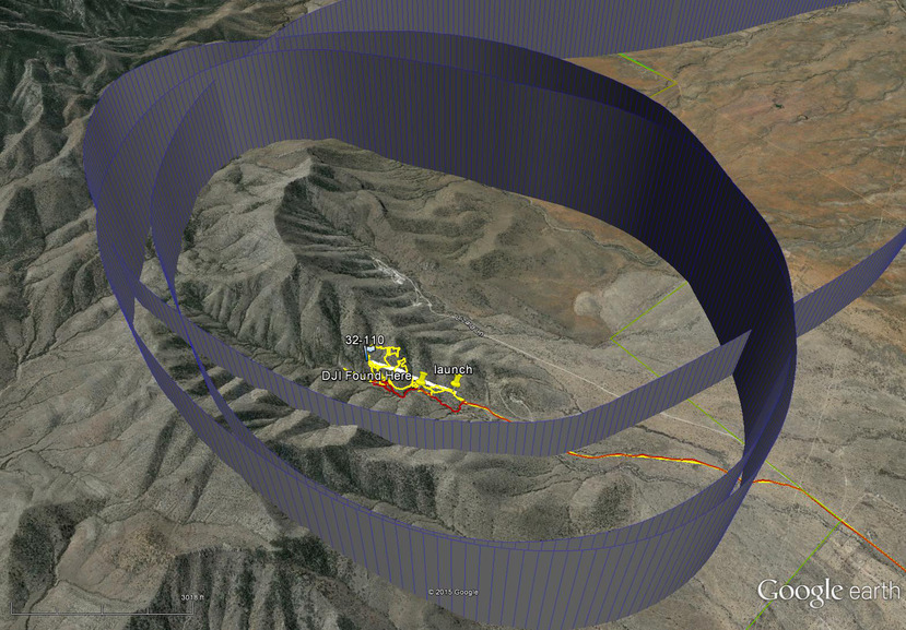 Aerial search trajectory over the Coronado National Forest