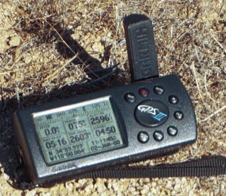 Ross's GPS receiver's display at the confluence point
