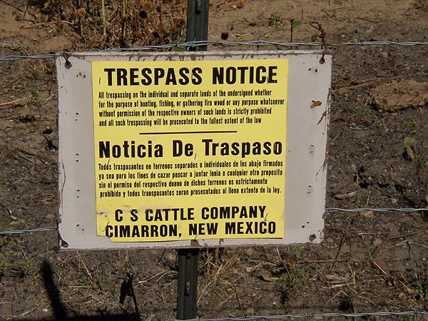 C&S Cattle Company no trespassing sign at Dawson