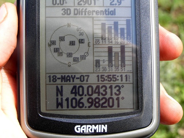GPS reading near the confluence.