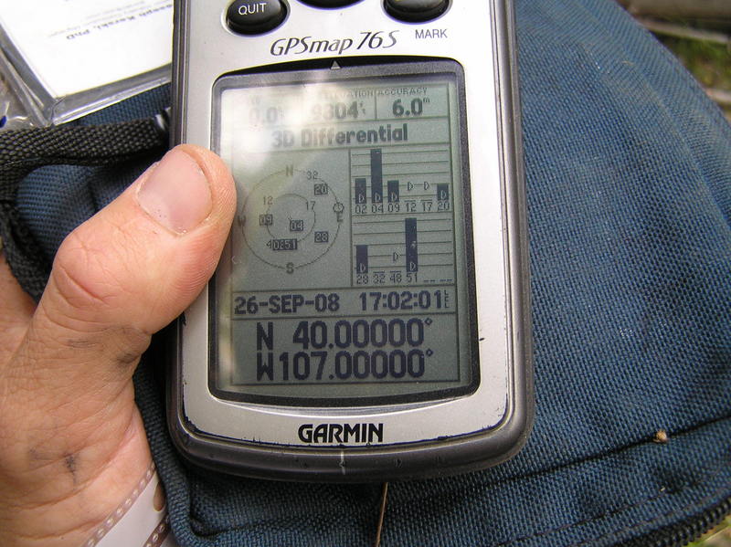 GPS reading at the point after an extensive confluence dance.