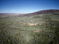 #9: View East (along the Wyoming-Colorado state line), from 120m above the point