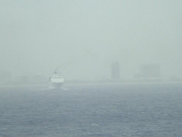 Fort Lauderdale skyline through the rain