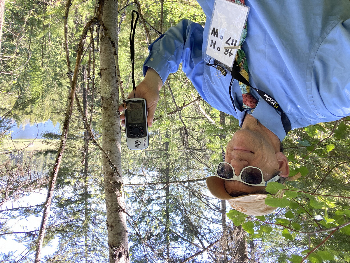 Joseph Kerski at the confluence point. 