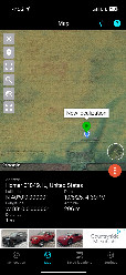 #7: Another screenshot of the GPS app in relation to the set location of the confluence, showing my distance away from the point.