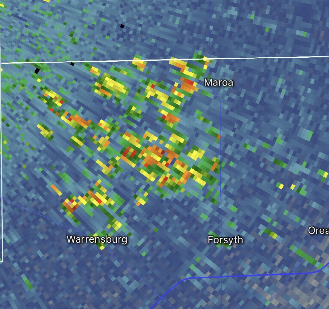 An example screenshot showing Radford's Run Wind Farm's radar interference.