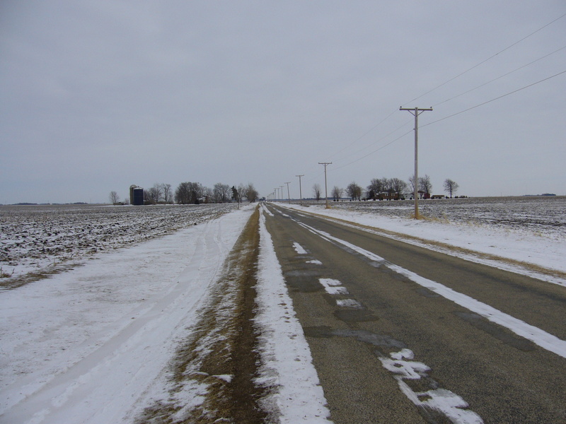 East: icy road