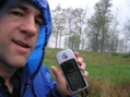 #2: Blurry self portrait of Joseph Kerski at 39 North 86 West, in a hurry, in a thunderstorm.