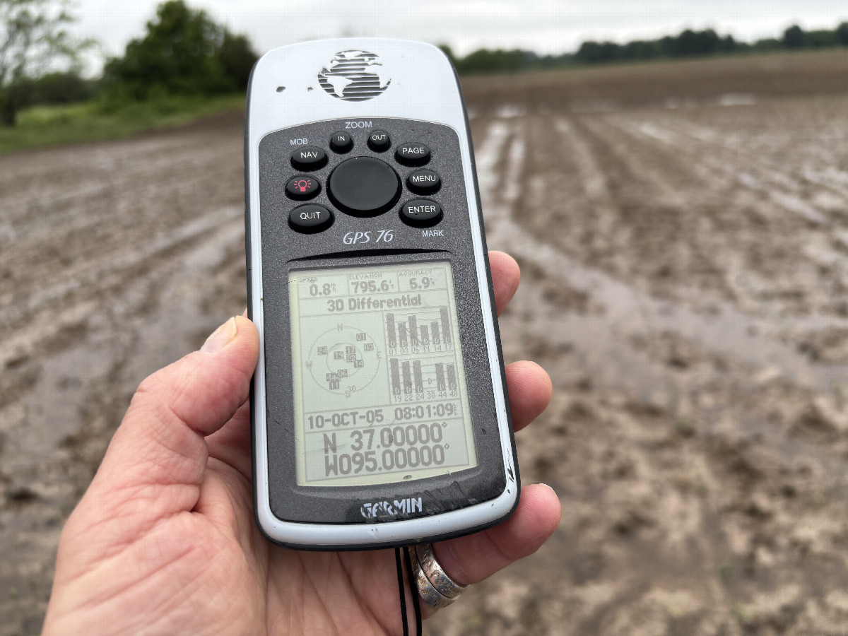 GPS receiver at the confluence point. 