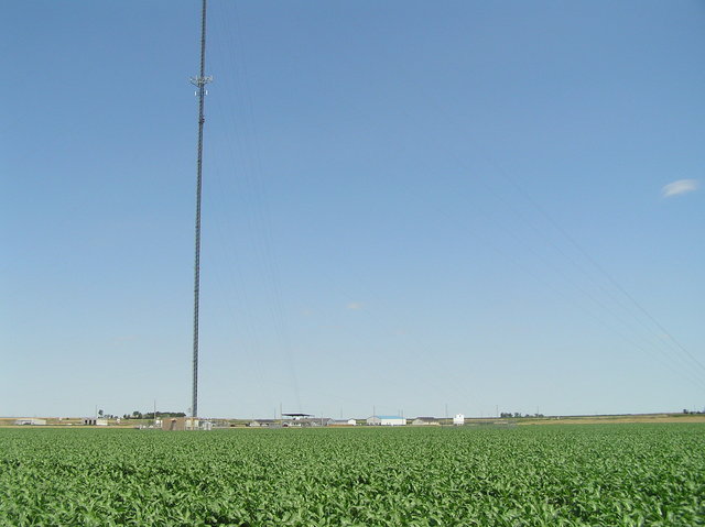 The most prominent feature near the confluence:  The radio tower is clearly visible in this view to the northwest from the site.