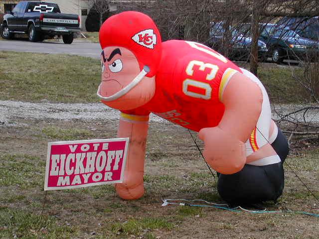 Kansas City Chiefs in the front yard of a fan.
