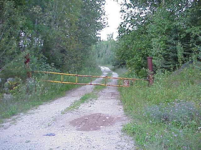 Gate marking the start of the confluence hike, looking east.