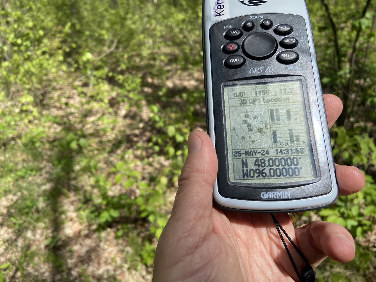 GPS reading at the confluence point. 