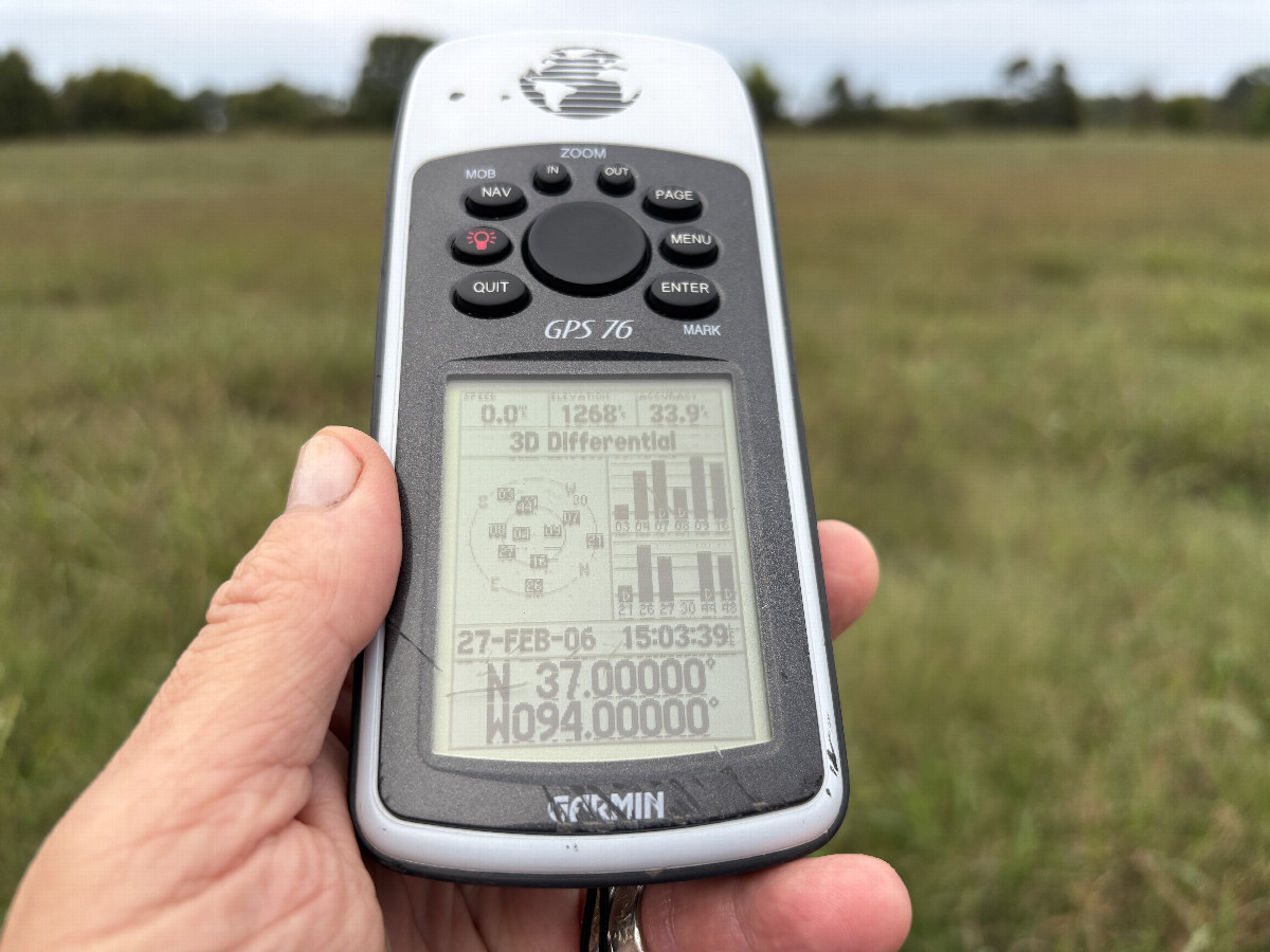 GPS reading at the confluence point. 